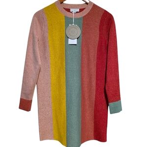 Stella McCartney Kids Lurex Knit Dress in Colorblock Size 12 NWT